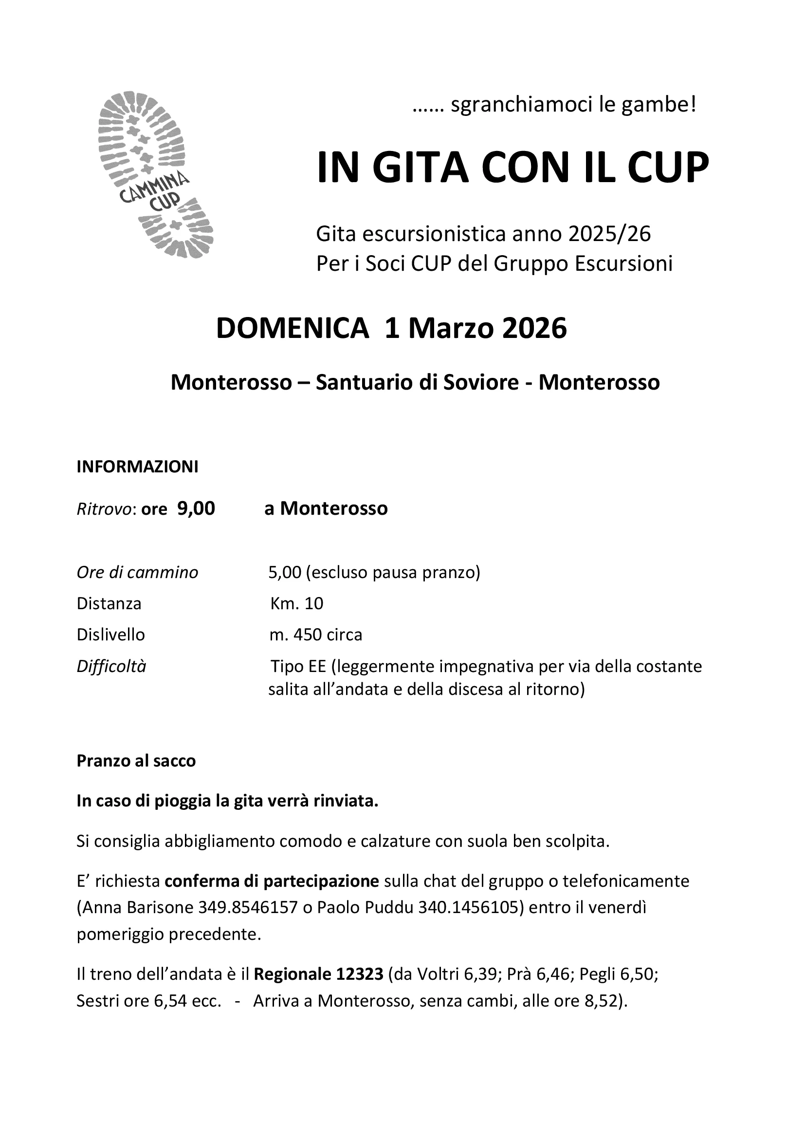 Locandina Escursione 15 febbraio 2026 Monterosso